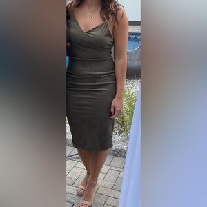 Green suede dress
